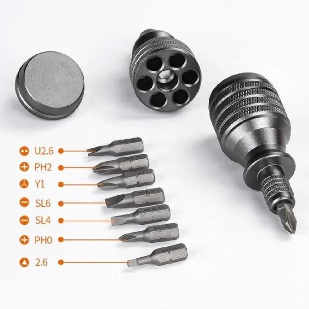 

Mini Screwdriver Titanium Screwdriver 1/4 Inch Magnetic Screwdriver 7 In 1 S2 Alloy Steel Drill Bit EDC For Home Repair Tools чёрный