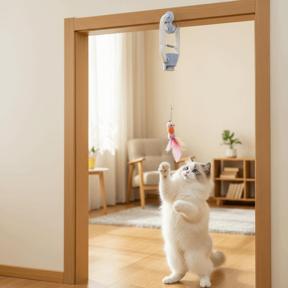 Retractable Hanging Door Cat Toy Elastic Kitten Teasing Toy Automatic Lifting Cat Toy Pet Exercise
