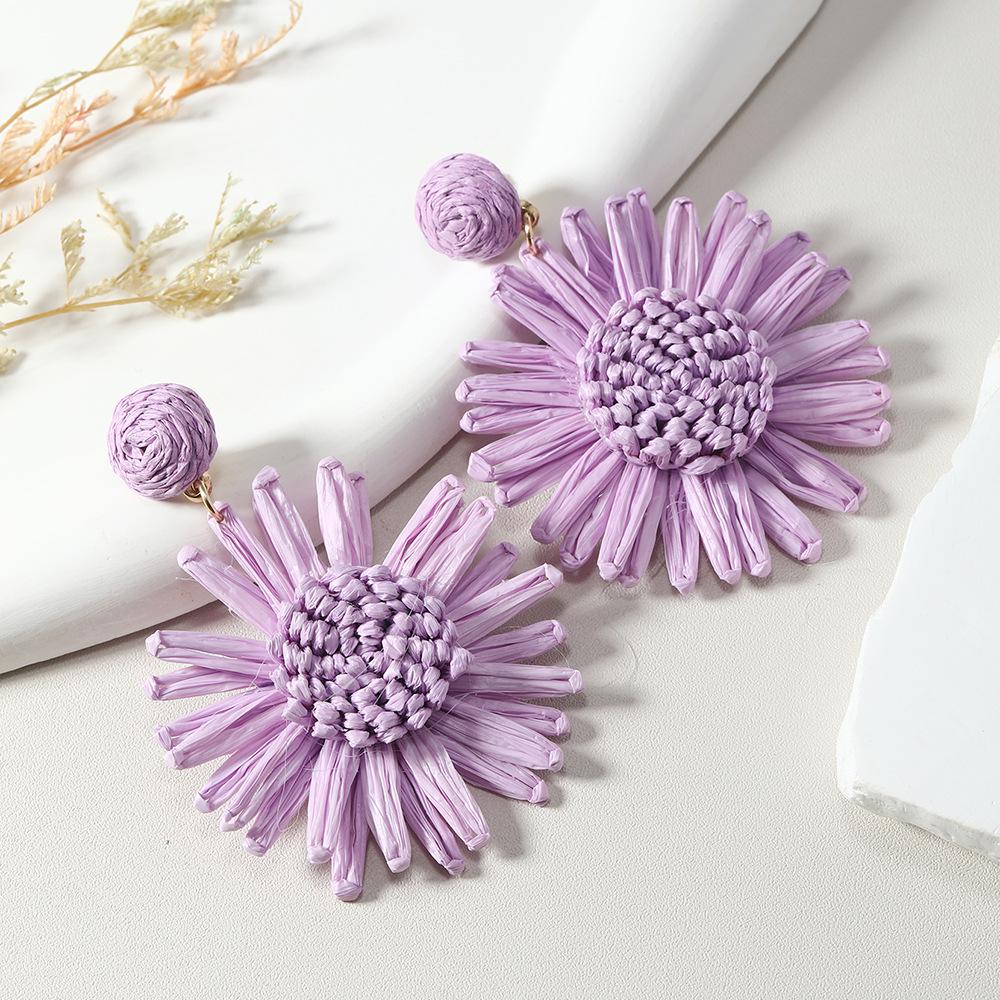 European & American Retro Handmade Rattan Raffia Earrings for Women