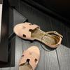 Sandals Women's Summer Outer Wear 2025 New Flat Bottom One-word Buckle Belt Travel Vacation with Skirt Seaside Back Bag Beach Shoes