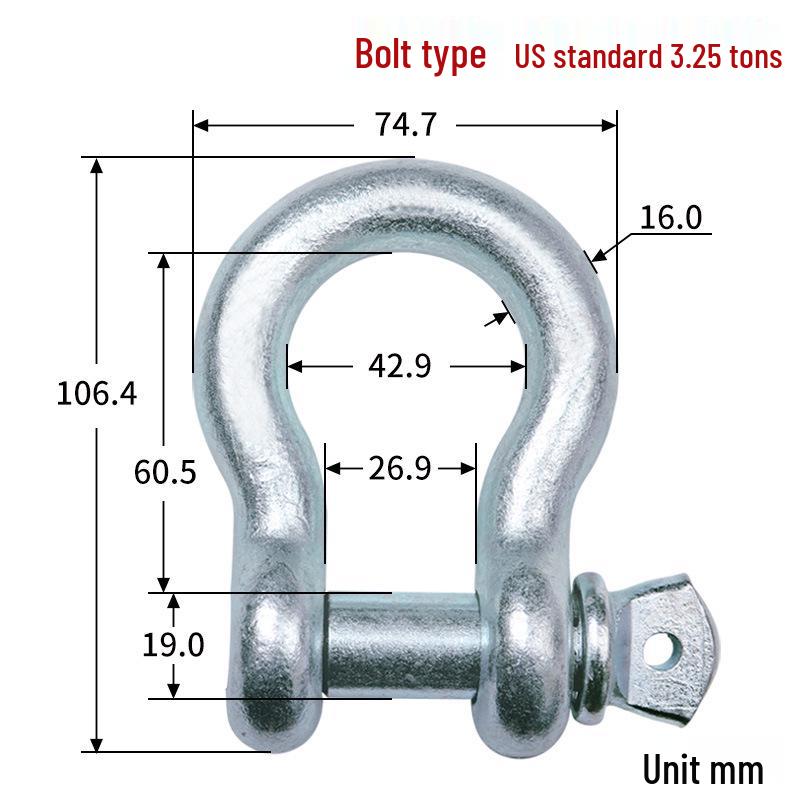 Chenghua Heavy Duty Galvanized D-Type Lifting Shackle Bow Bolt