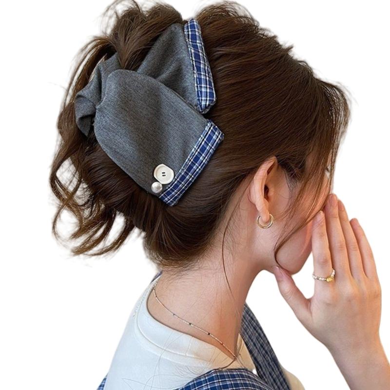 Large Fabric Bowknot Hair Clip For Women Everyday Hair Styling Comfortable Ponytail Holder for Formal Event Casual Wear