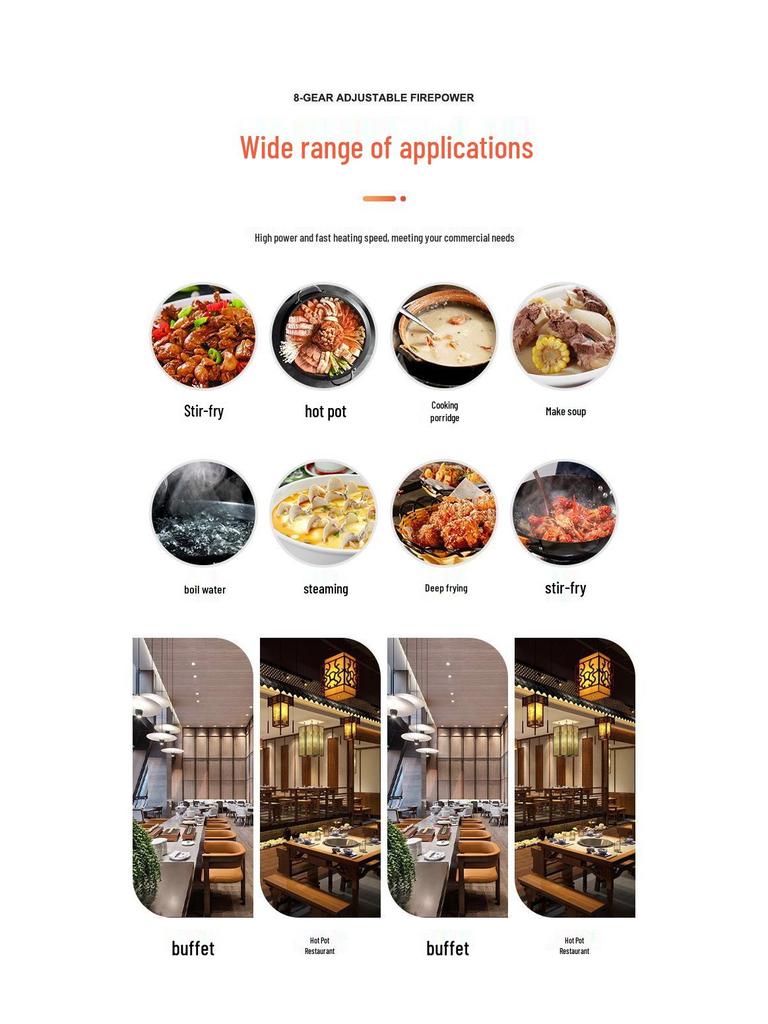 Επαγγελματική Επαγωγική Κουζίνα Εξοικονόμησης Ενέργειας με Ενσωματωμένα Χωνευτά Χειριστήρια Αφής για Εστιατόρια και Ξενοδοχεία