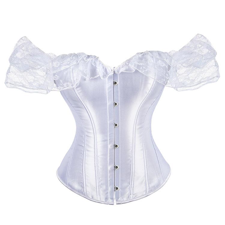 JYL Satin Lace Short sleeved Palace Beauty Bodysuit with Waist Shaping