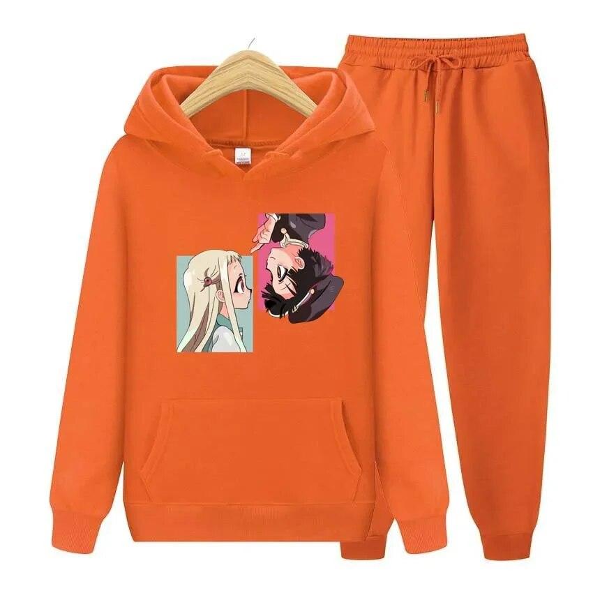 Anime Jibaku Shounen Hanako kun Bluzy+Spodnie Zestaw Dwuczęściowy Anime Damskie Bluzy Dresy Spodnie Jogger Ubrania