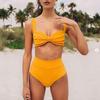 2022 European-American High Waist Split Swimsuit with Special Fabric