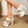 13cm15CM Ultra High Heel Schuhe Dünne Ferse Wasserdichte Plattform Hausschuhe Transparente Kristall Hochzeit Schuhe Bankett LFD-8661-A48