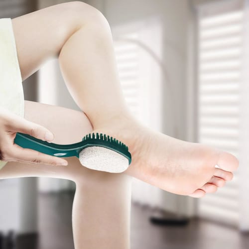 Pumice Body Brush - 2-in-1 Exfoliating Brush, Multifunctional Exfoliating Brush | Gentle Callus Remover with Non-Slip Grip, Natural Pumice Stone Tool,