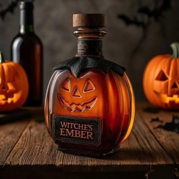 

Бутылка виски ограниченной серии | Стеклянный контейнер в виде тыквы-фонаря на Хэллоуин, 6 дюймов, декоративная осенняя посуда для вина и многого другого One Size