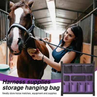Horse Tack Storage Bag Multi-Pocket Horse Trailer Organizer Horse Trailer Grooming Bag for Horse Brush Comb Bottle