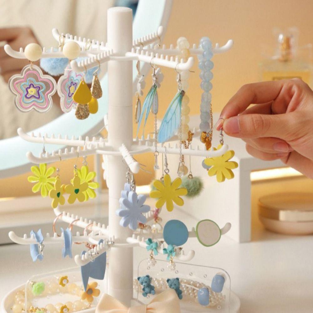 Rings Home Rack Earring Holder Stand Detachable Jewelry Display Rack Rotating Necklace Shelf