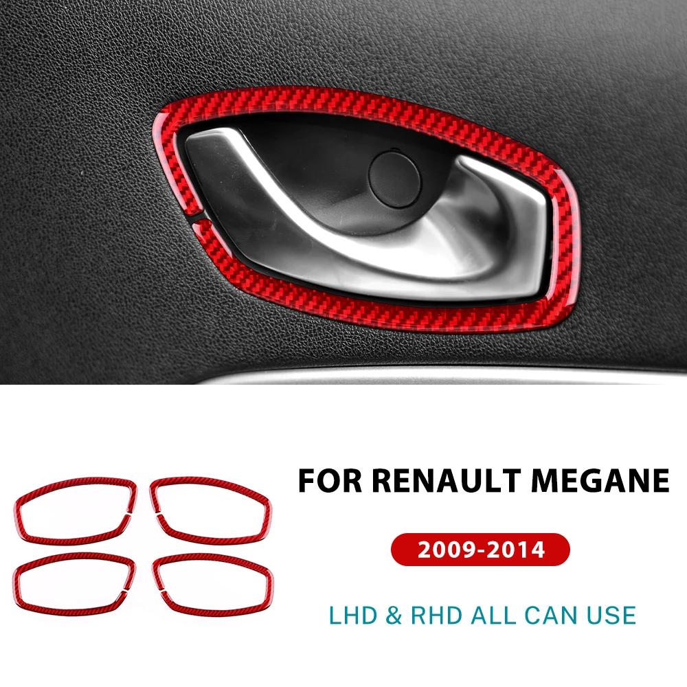 Real Soft Carbon Fiber Sticker For Renault Megane RS 2009 2010 2011 2012 2013 2014 LHD RHD Inner Door Handle Frame Interior Trim