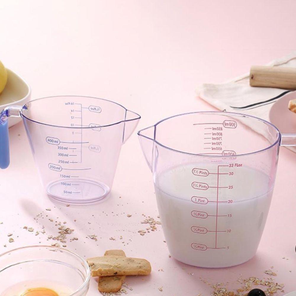 3pcs/set Stackable Plastic Measuring Cups Set Clear Non-slip Handle Baking Measuring Cup V-shaped Flow Guide with Scales