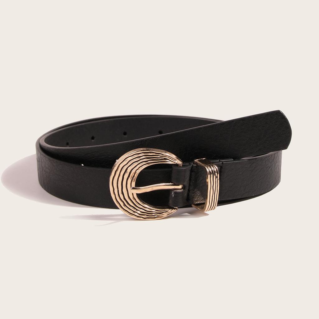 New Ladies Platform Gold Two-Piece Black Belt Versatile Fashion Women's Belt