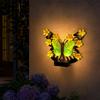 Solar Outdoor Metal Butterfly Wall Lights Rust Proof LED Flower Hanging Sculpture for Patio/Porch/Yard/Garden Decoration