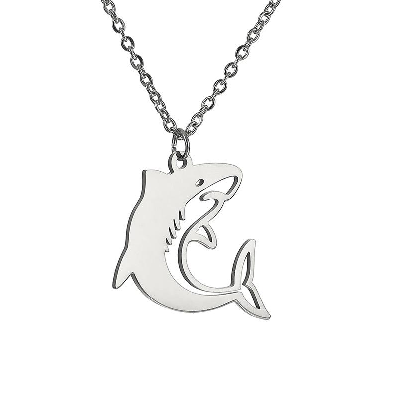 Cute Stainless Steel Dolphin Necklace Pendant Sea Animal Charms Ocean Beach Summer Jewelry for Women Dolphin Pendant Necklace