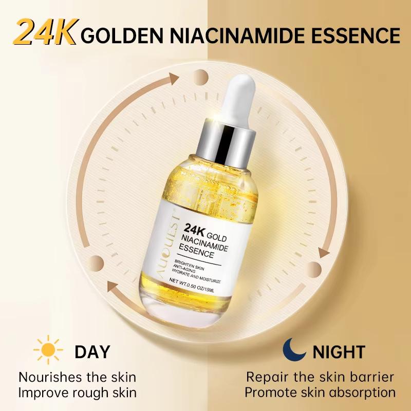 AUQUEST Niacinamide Serum Hyaluronic Acid for Face 24K Gold Essence Whitening Anti-Aging Collagen Facial Serum Skin Care Products