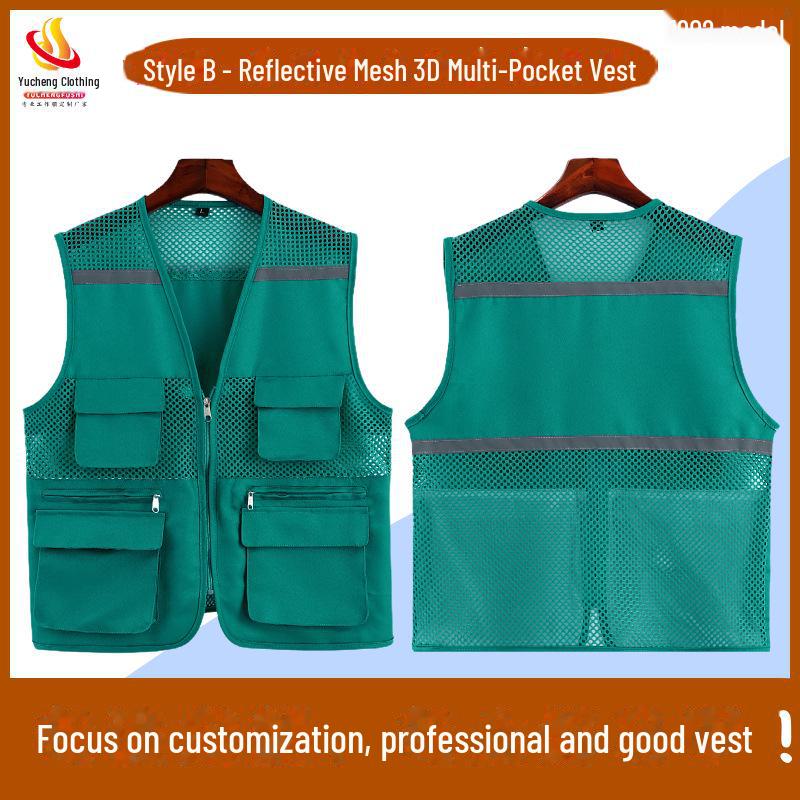 Custom Logo Emergency Management Safety Vest - Multi-Pocket Workwear for Photojournalists