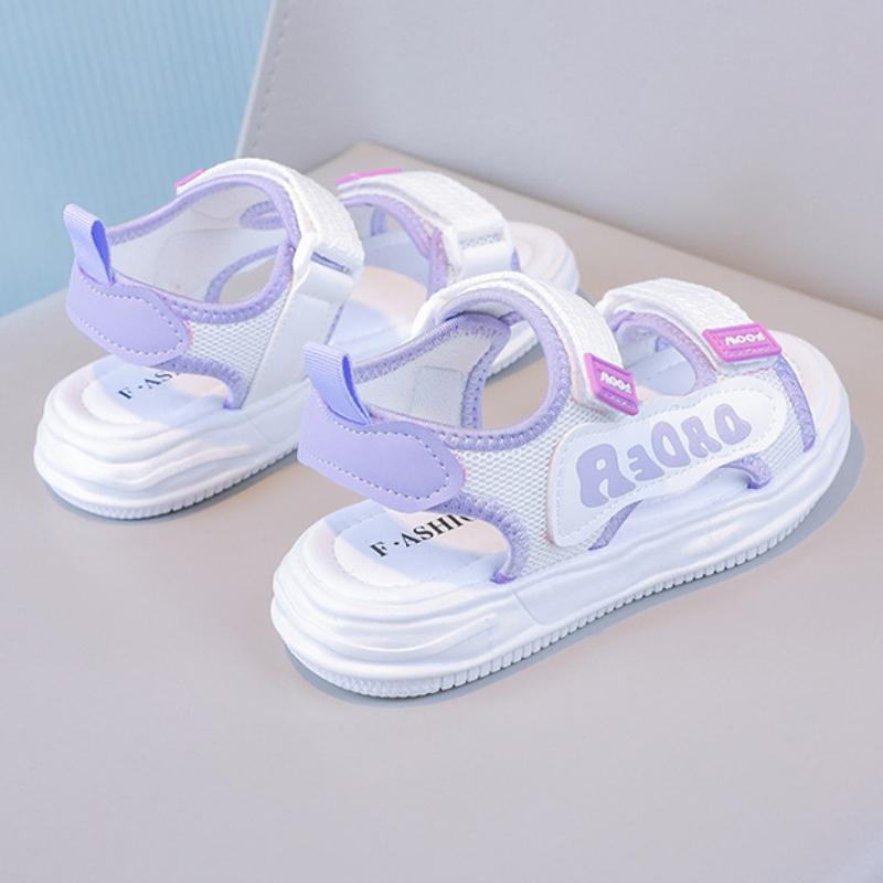 Girls' Sandals Summer Fashion Soft Bottom Middle School Children's Sports Student Princess Open Toed Children's Beach Shoes
