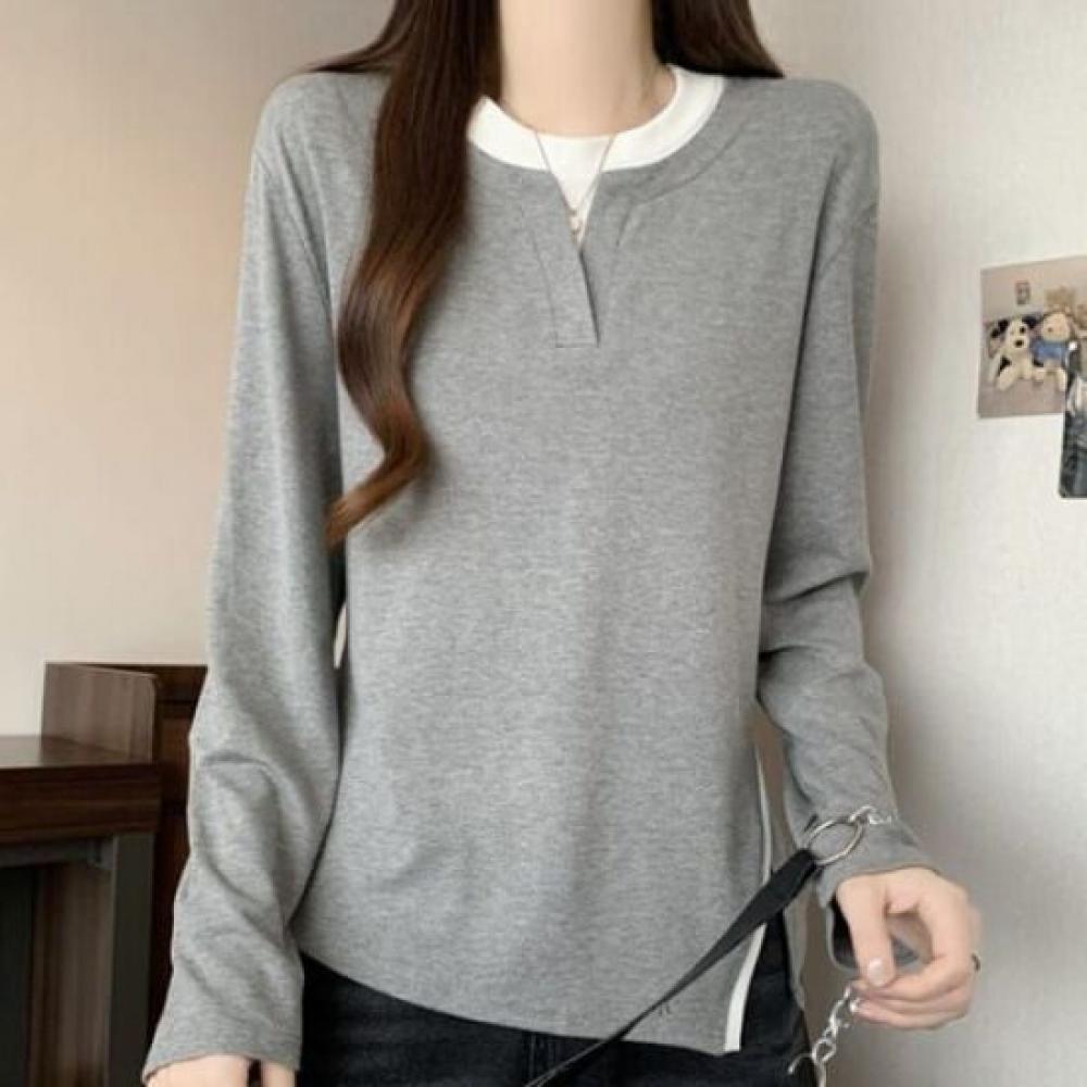 Navava NT3217 Daily Side SliT Round Neck Long Sleeve T shirT