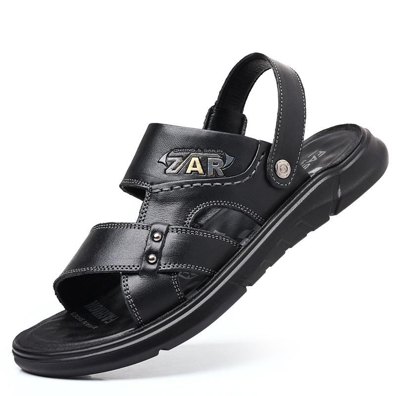 

First layer cowhide summer men s sandals genuine leather men s casual beach shoes dad leather drag sandals breathable men s shoes soft 44