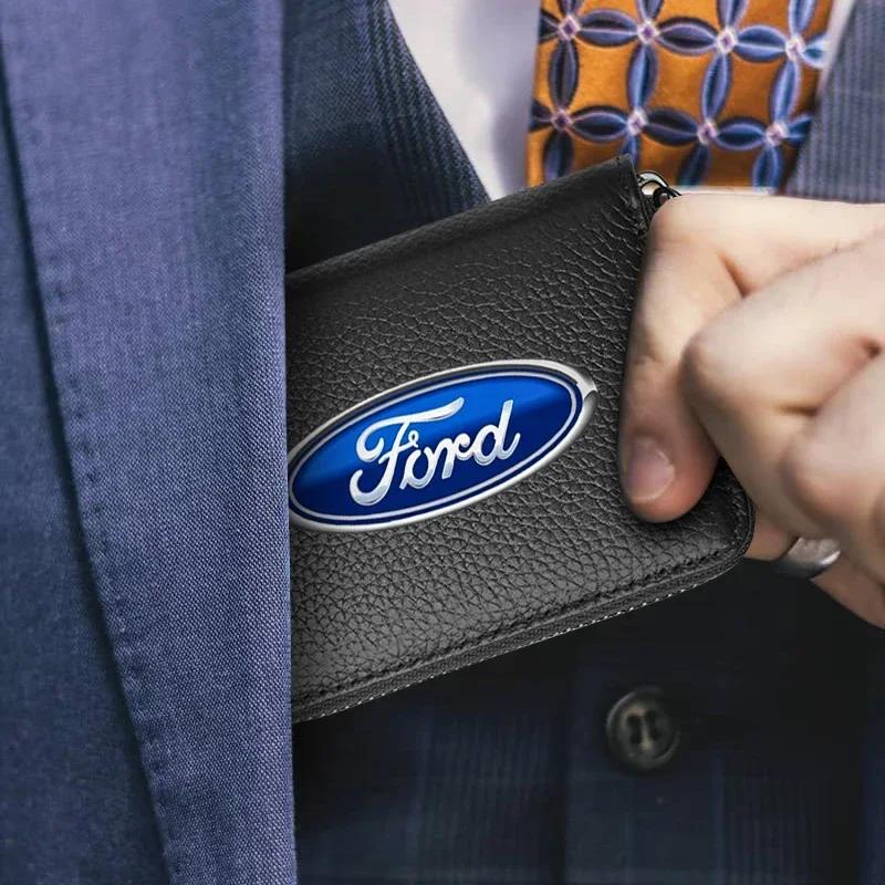 New 2026 Car Sticker Car Business Card Case Purse Portable Storage Driver's License Storage Bag For Ford Focus ST Ranger Mondeo