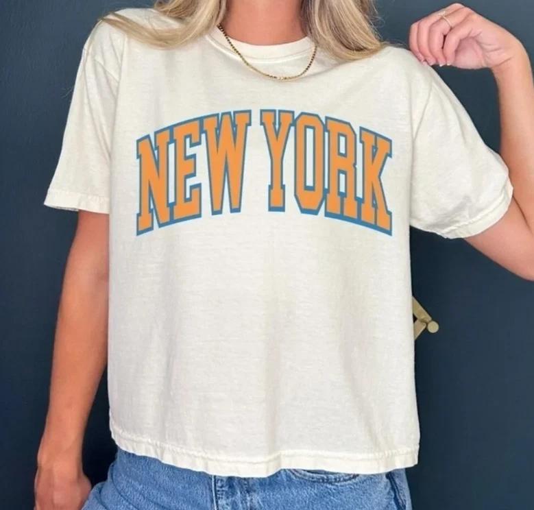 New York Hoops Retro Cropped Unisex Graphic T-Shirt M