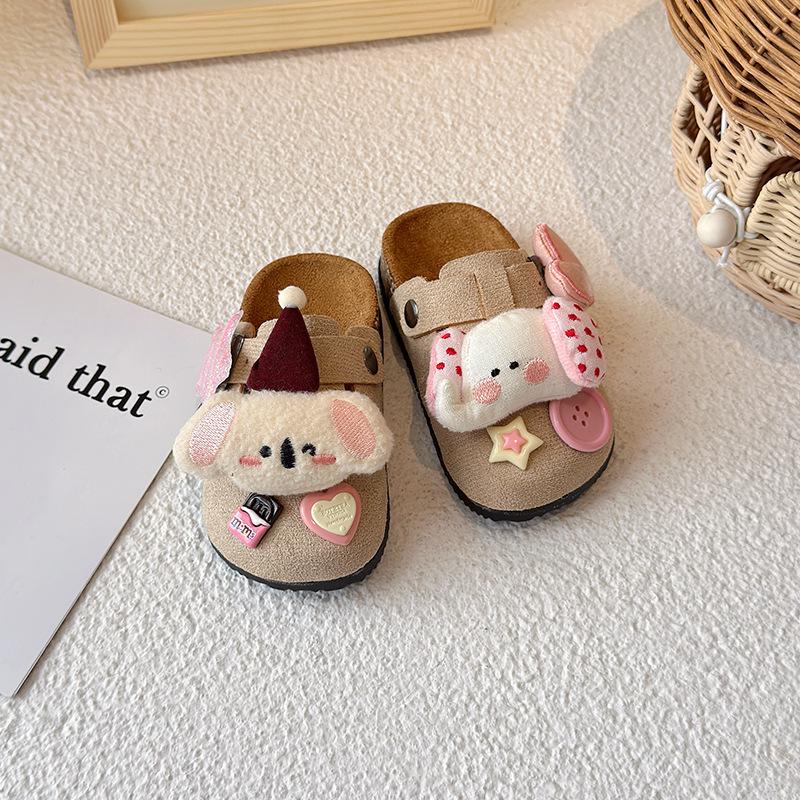 Adorable 2025 Autumn Closed-Toe Cotton Slippers for Women and Kids - Cartoon Design