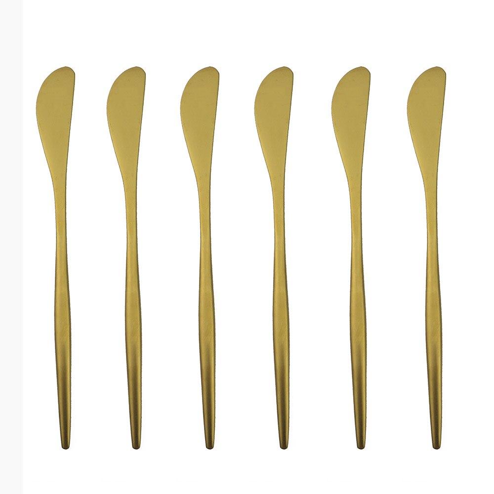 

6 шт., матовая посуда для сливочного масла, ломтерезка для сыра, сэндвич-ножи для масла, десертный крем, западные столовые приборы, инструмент для завтрака золотой