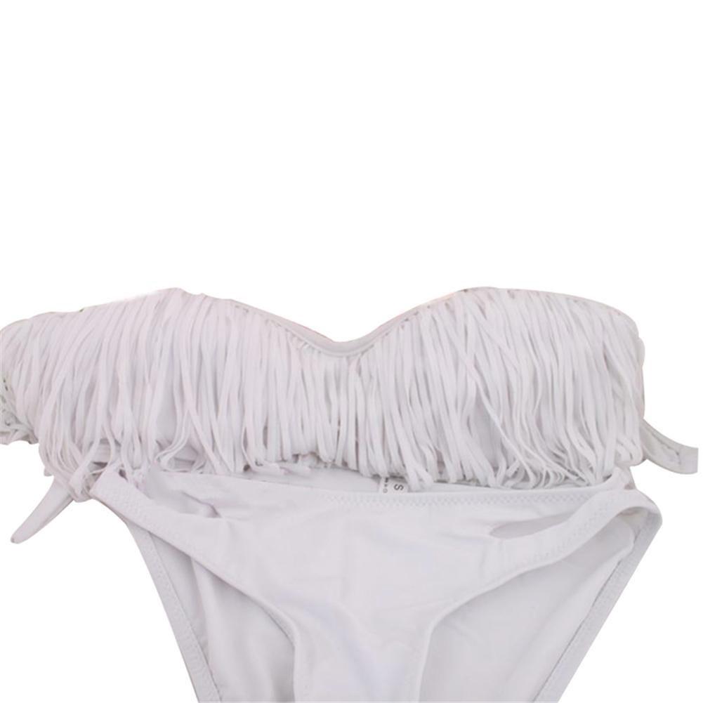 Høj Kvalitet Sommer Sexet Split Ensfarvet Kvast Bikini Rygløs Stranddragt Retro Sæt For Ultimativ Stil