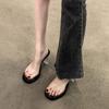 Coarse-heeled non-slip slippers summer walking height-increasing sandals women's versatile outer wear  transparent belt women's shoes fashion