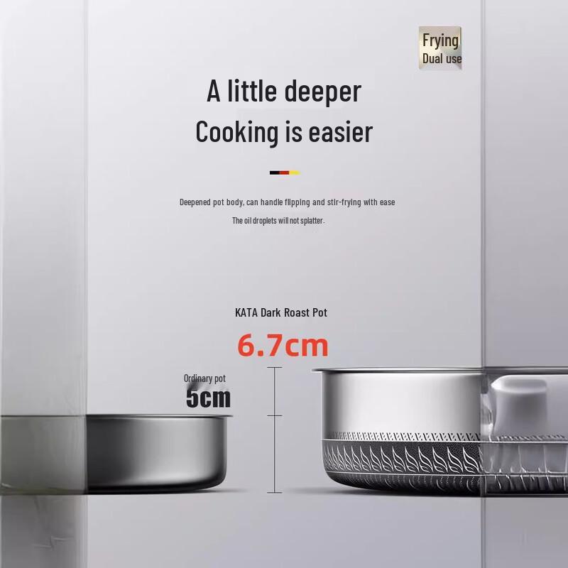 Zhishi Yanxuan 304 Stainless Steel Deep Fry Pan with Lid