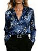 Lady's Elegant Long-sleeved Floral-patterned Shirt, Suitable for Office and Formal Occasions - Machine Washable Top
