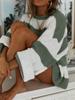 Women's Autumn New Fashion Striped Color Block Knit Sweater with Ribbed Crew Neck