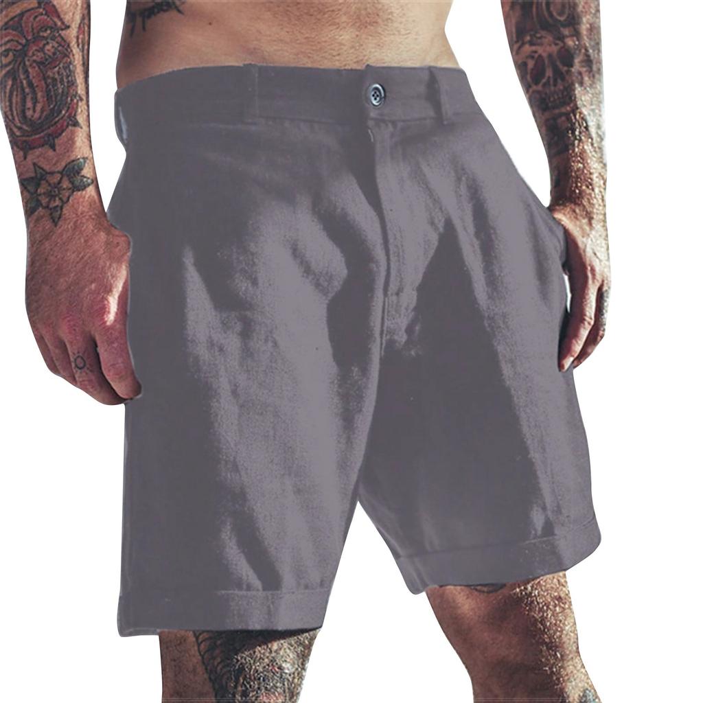 Herren Baumwolle Leinen Freizeitshorts Herren Outdoor Mid-Rise Viertelshorts