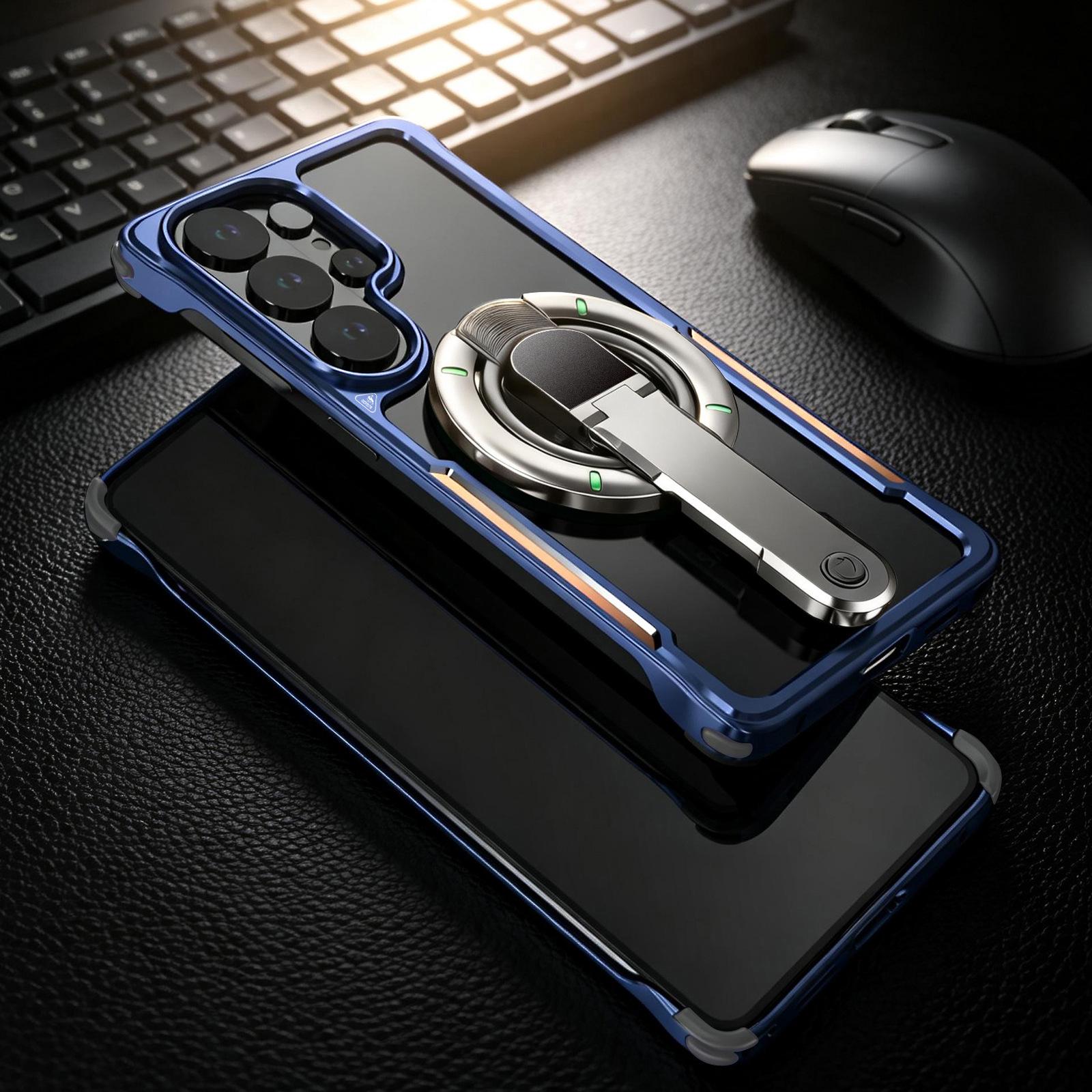 

Samsung S26 Ultra Magnetic Phone Case with Metal Frame and Stand S26U синий
