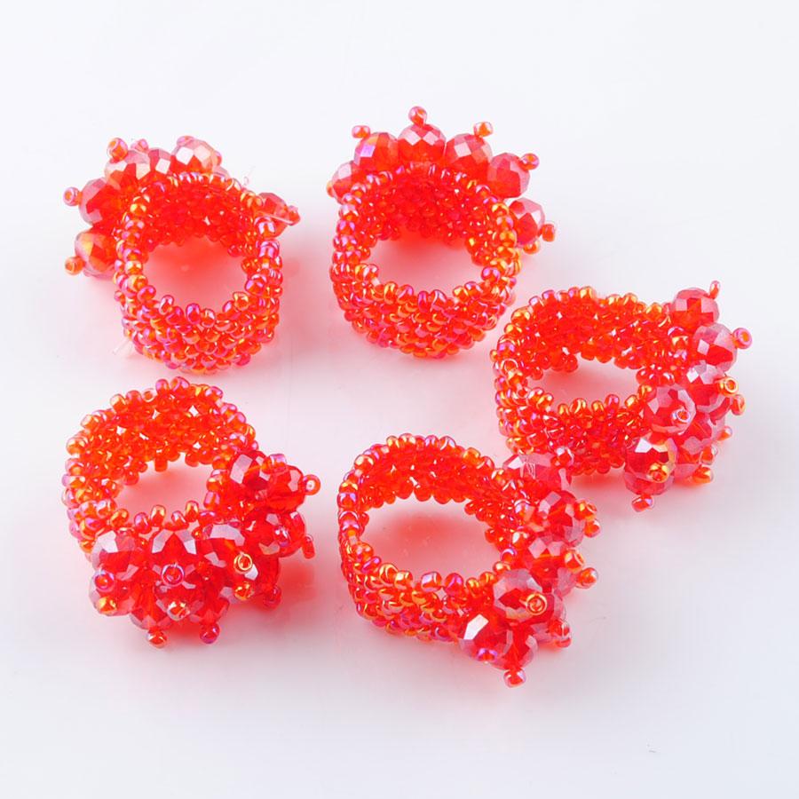 

WOJIAER Fashion Purple Light Crystal Faceted Beads Weave Stretch Finger Ring US 6~10 BJ300