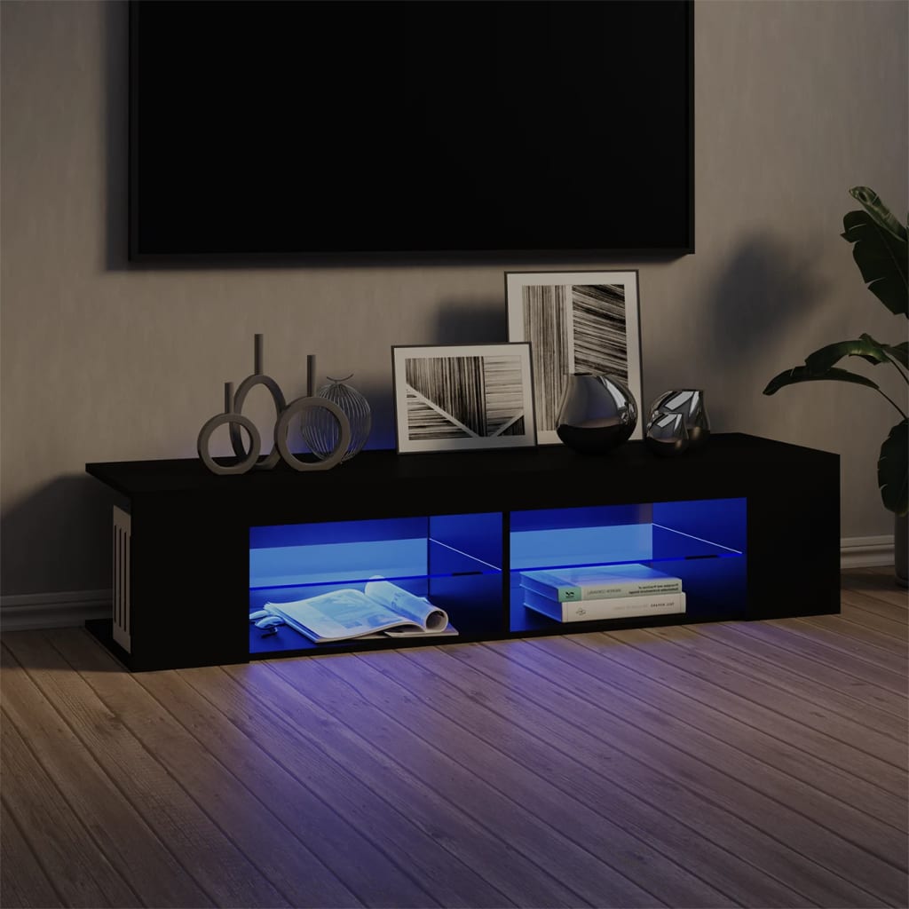 TV Cabinet with LED Lights Black 135 X 39 X 30 Cm