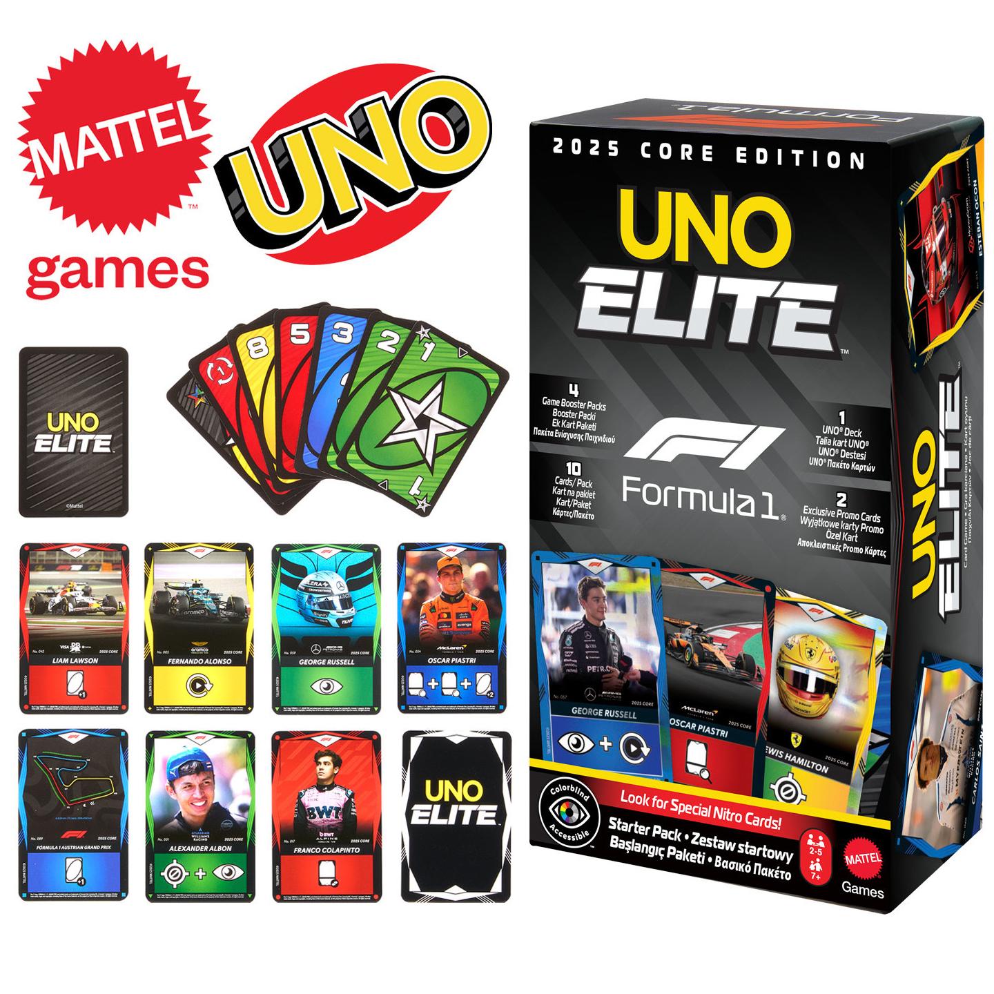 Uno Elite Hotwheels F1 Racing Sammleredition Kartenspiel - Premium Spielkarten Seltene Formel-1-Auto-Designs, Brettspiel Geschenk Spielzeug black
