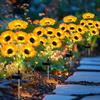 Waterproof Solar Sunflower Lawn Lamp Yellow Flower Realistic Design Solar Stake Light 3/6 Heads Creative Shape