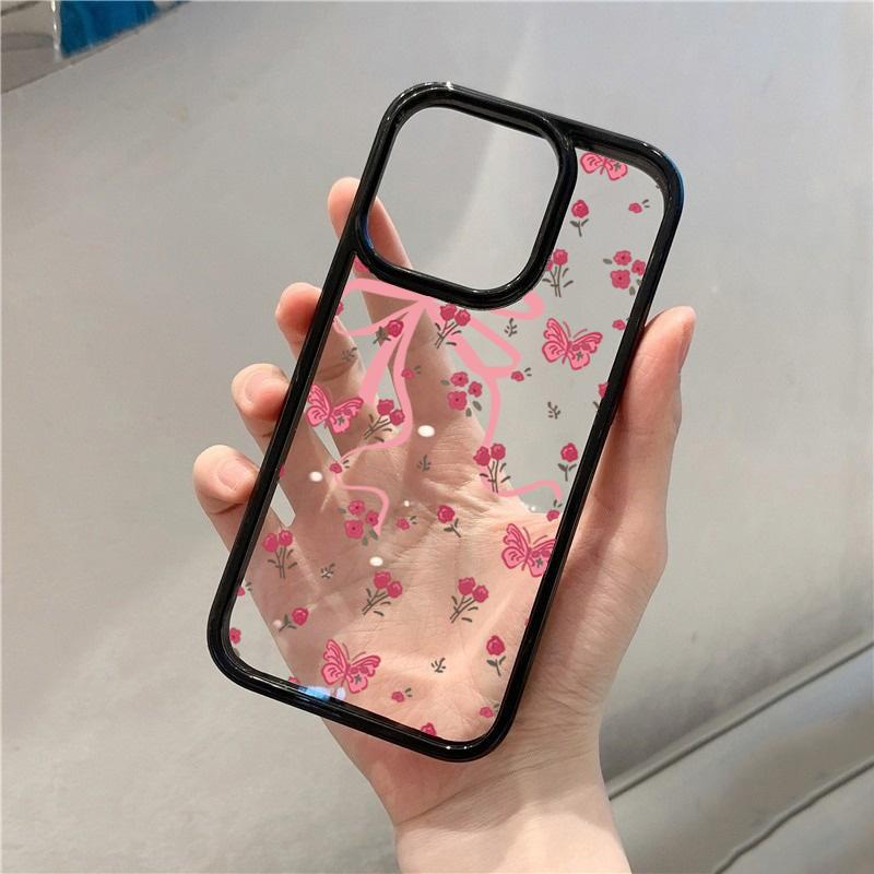 

Чехлы для iPhone 16 Pro Розовый бант Роза Бабочка Вишня Прозрачный чехол Для iPhone 11 12 13 14 15 Pro Max 16E 7 8 Plus X XR XS Чехол For iPhone 13