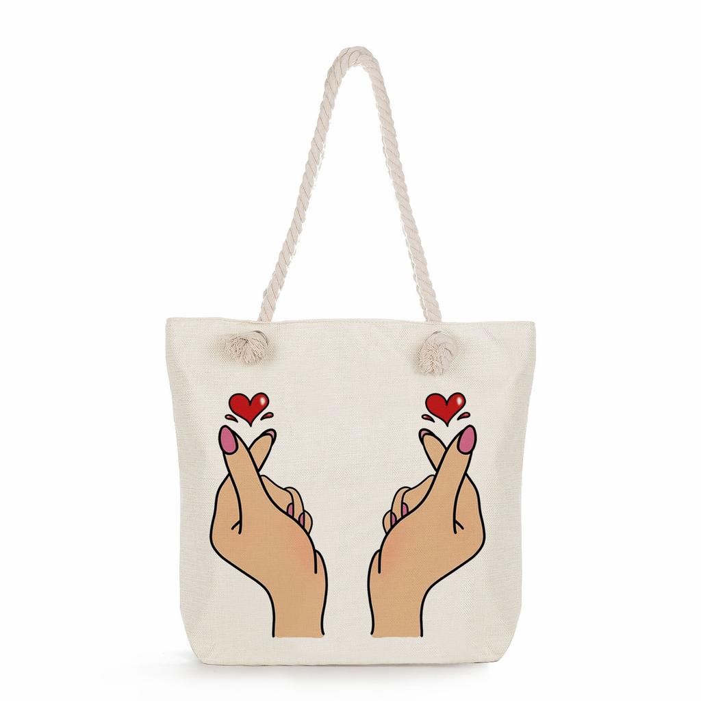 Leopard Print Letters Print Thick Rope Single-shoulder Beach Bag 7295