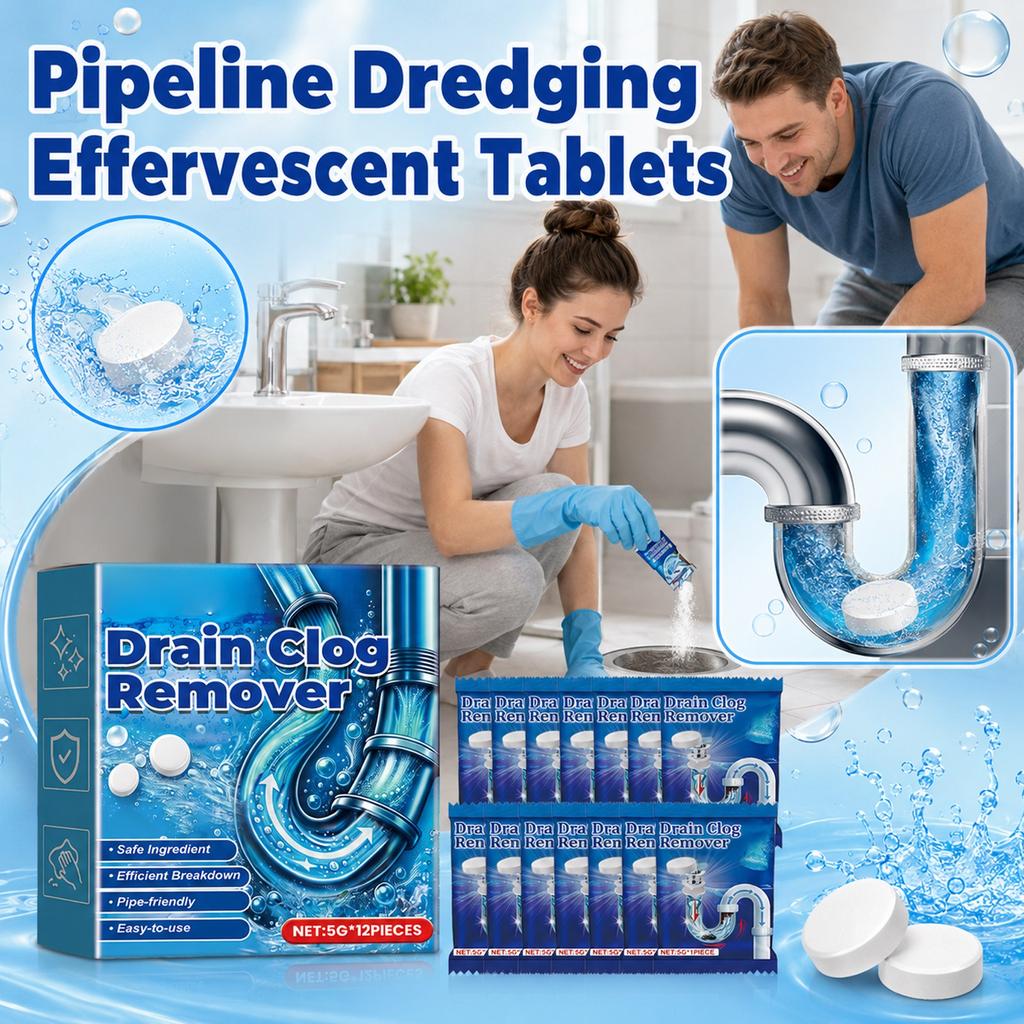 Effervescent Cleaner Tablets - Foaming Unclogging for Kitchen Sink, Bathroom