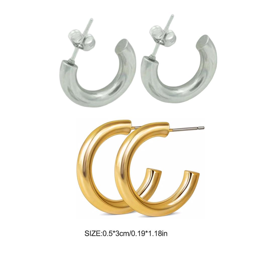 Women Earrings Decorations Exquisite Jewelry Ornament Simple Style Stainless Steel Ladies Piercing Ear Hoops Ears Studs