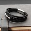 Leather Bracelet Men Jewelry Stainless Steel Magnet Buckle Multi-layer Braided Rope Beading Bracelet Fashion Charm Jewelry