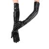 Glänzender Reißverschluss Lange Handschuhe Elastische Damenhandschuhe Schlanke Lackleder Schwarze Handschuhe Fotografie