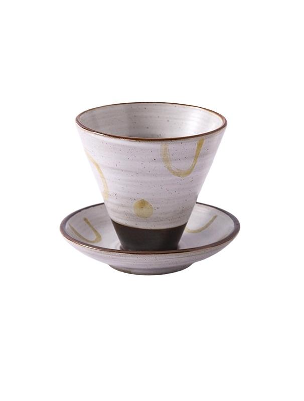 

BEPAN Ceramic Coffee Cup Creative Cup and Saucer Set Japanese Tableware Retro Coarse Pottery Latte Gift Box Household Goods