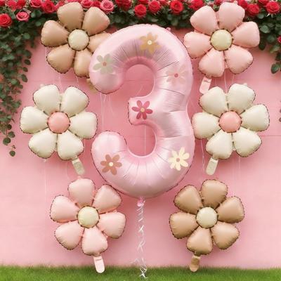 32inch 0-9 Number Balloons Daisy Balloons Set  Birthday Party Decorations Supplies