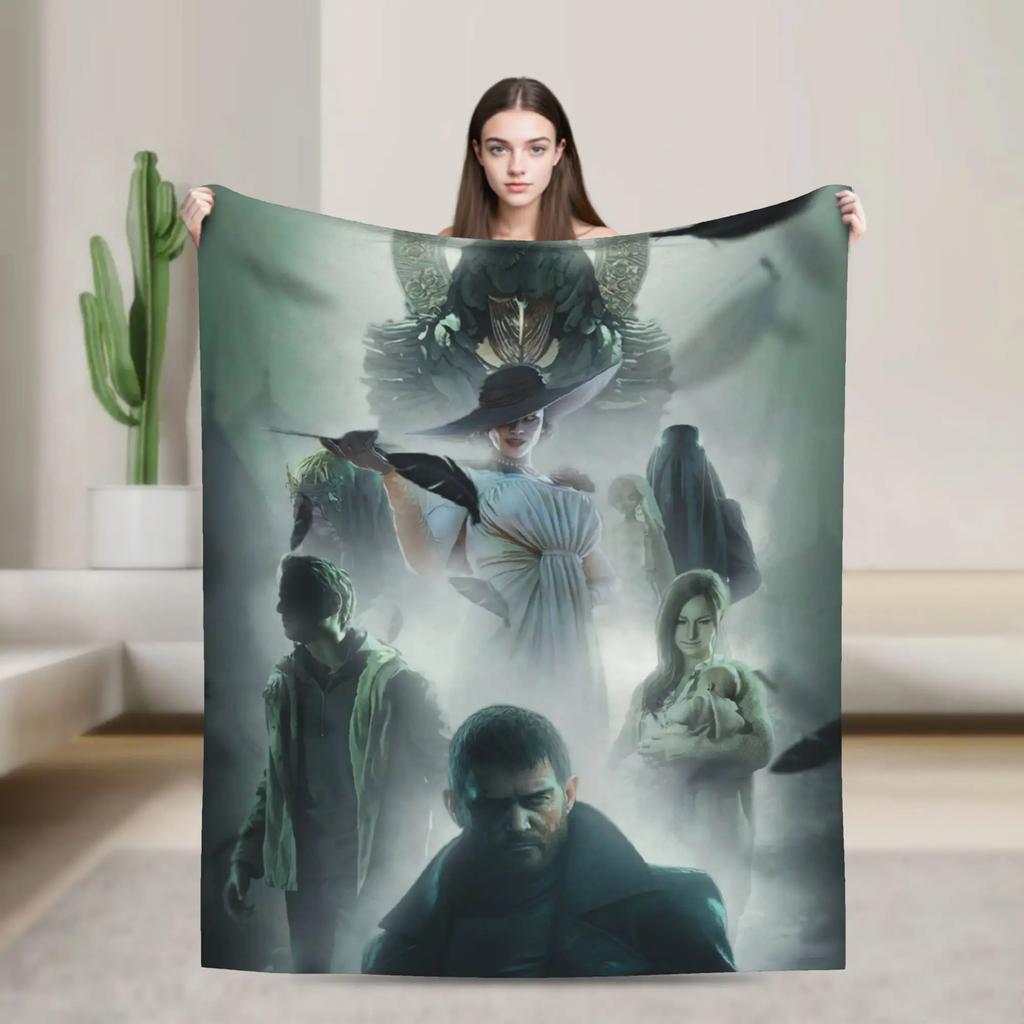 Resident Evil Village Fleece-Decke Warme Bettwäsche Überwurf für den Winter Heimdekoration Kinder Erwachsene Neuheit Tagesdecke