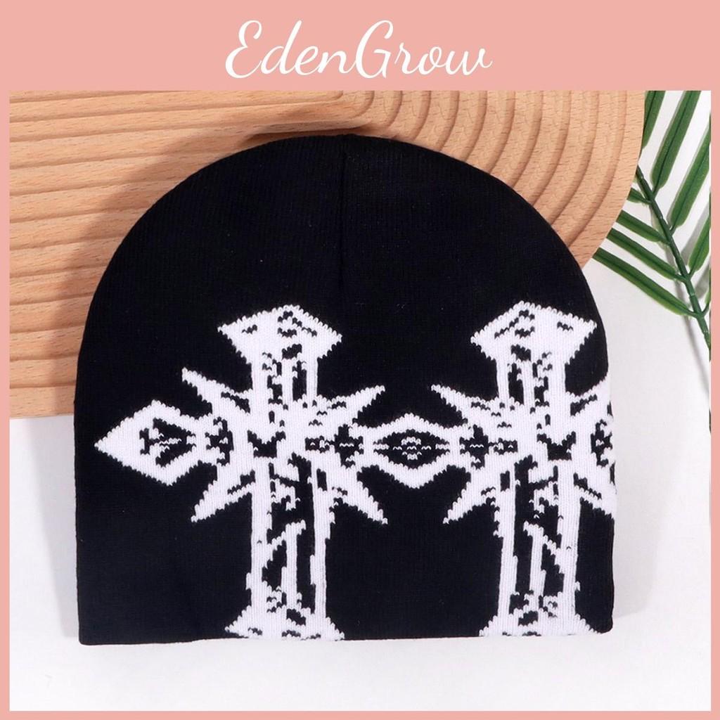 Pattern Double Cross Knitted Cap With Breathable Warm Hat Unisex Gift Fashion